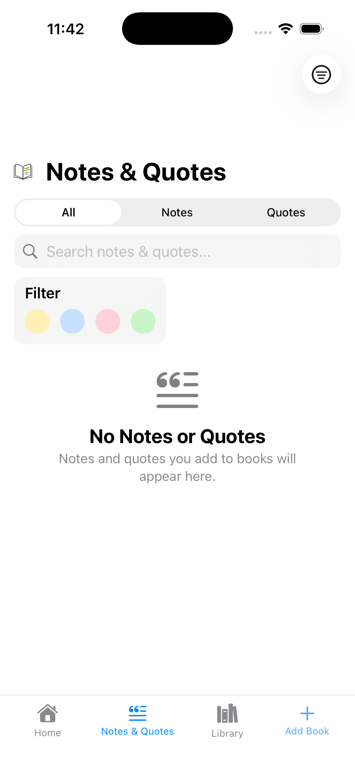 v3 Notes & Quotes empty state